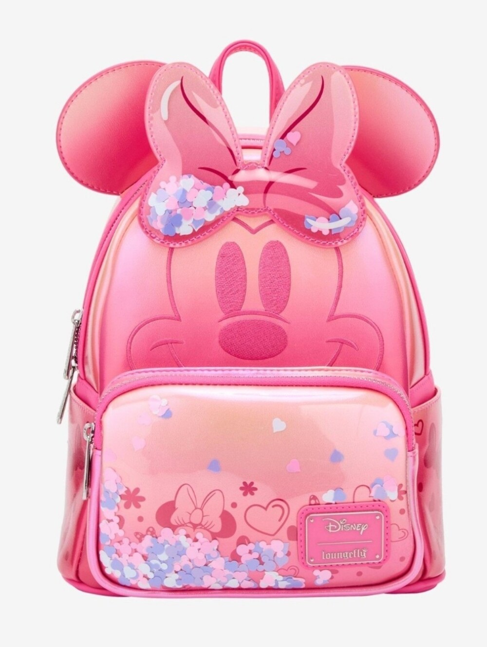 NWT Loungefly Pink Confetti Minnie Mouse  Backpack with Bow Ears